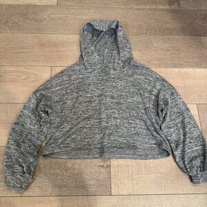 OLIVIA RAE YOUTH GIRLS LARGE CROPPED GRAY HOODED LIGHTWEIGHT SWEATSHIRT